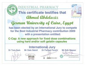 Best Industrial Pharmacy Contribution 2009
